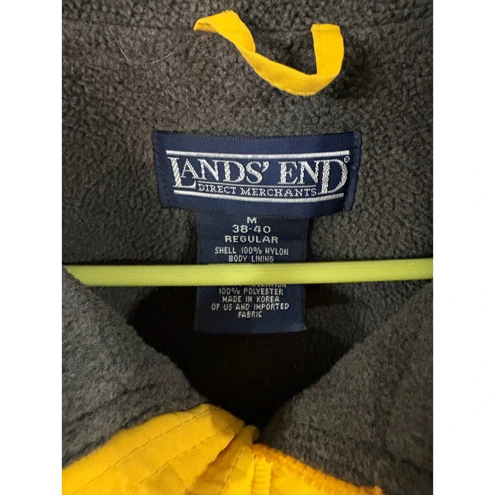 Lands End Squall Jacket Mens Medium Yellow Fleece Lined Full Zip Windbreaker